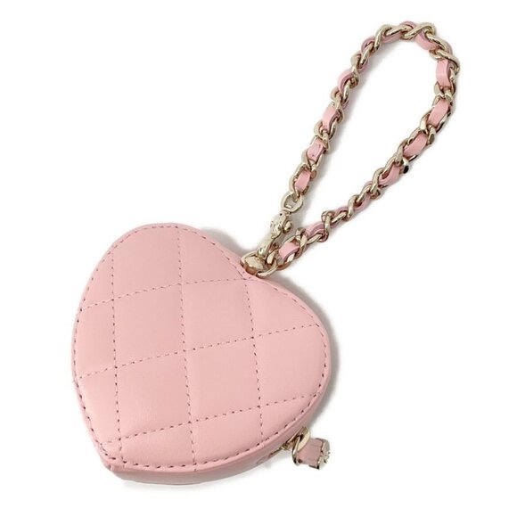 CHANEL Matelasse Mini Heart Bag Charm Lambskin Pink - Picture 3 of 10
